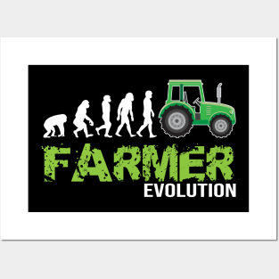 Evolution of a farmer - Funny tractor farming gift Posters and Art